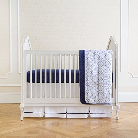 Summer Infant 4-Piece Classic Bedding Set with Adjustable Crib Skirt, Nautical Navy