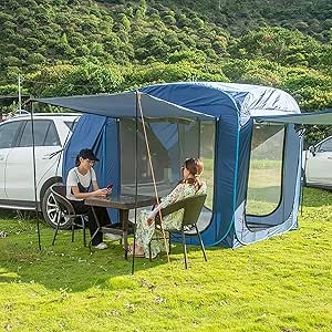 Car Tailgate Awning Tent - 2-3 Person Waterproof SUV Tent for Camping | Outdoor Shade Shelter for Car | Lightweight and Durable Rainproof Camper Tent