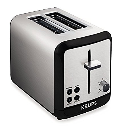 KRUPS KH3110 SAVOY  Brushed Stainless Steel Toaster with Bagel Function and Wide Slots, 2-Slice, Silver