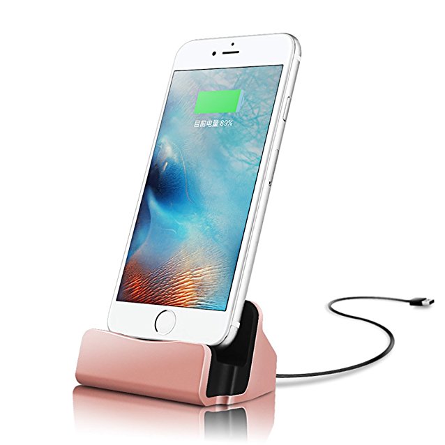 iPhone Charging Dock, iMoreGro Lightning Charging Dock for Apple iPhone 7/7Plus/6/6 Plus/6s/6s Plus/5/SE,iPad Mini, iPod Touch (Rose Gold)