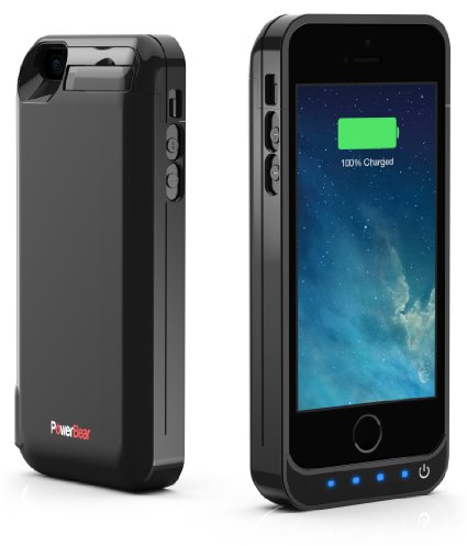 PowerBear iPhone 5SE / iPhone 5S / iPhone 5C / iPhone 5 [Stamina Series] Extended Rechargeable Battery Case with Built in USB PowerBank with 4200mah Capacity (Up to 250% Extra Battery) - Black [24 Month Warranty and Screen Protector Included]