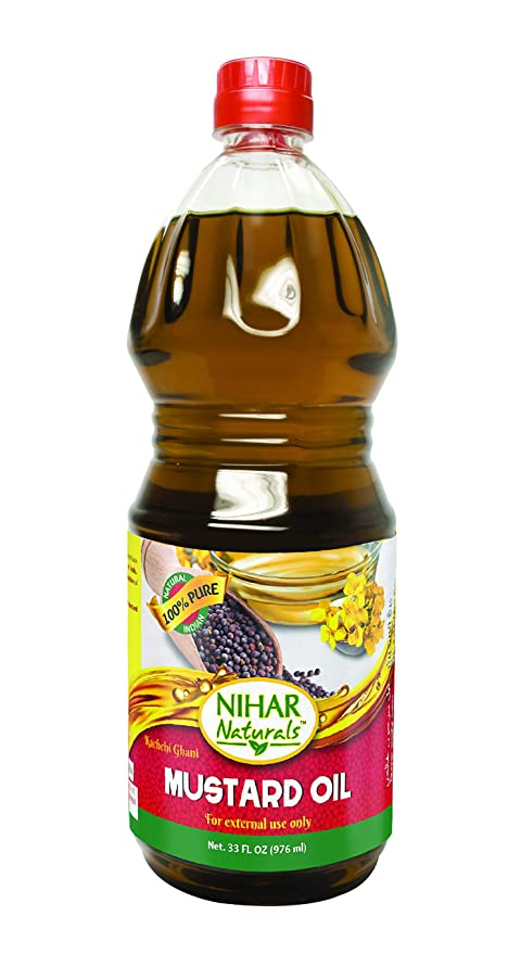 Nihar Naturals Mustard Oil- Kachchi Ghani 33 Fl.oz (976 ml)