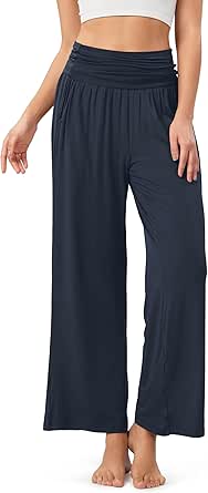 ODODOS Women's Wide Leg Palazzo Lounge Pants with Pockets Light Weight Loose Comfy Casual Pajama Pants-26/28/30"/32" Inseam