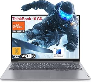 Lenovo ThinkBook 16 G6 16" FHD  Laptop Computer, AMD Octa-Core Ryzen 7 7730U (Beat i7-1355U), 32GB DDR4 RAM, 2TB PCIe SSD, WiFi 6, Bluetooth 5.3, Type-C, Fingerprint Reader, Windows 11 Pro, AZ-XUT