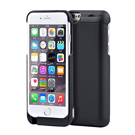 iPhone 6 iPhone 6S Battery Case 7000mAh Rechargeable External Protective Back Cover with Stand, Black