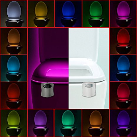 Licwshi Motion Activated Toilet Night Light 16 Color Changing Led Toilet Seat Light