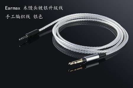 Earmax for SENNHEISER MOMENTUM earphone cable, Handmade Custom OCC Silver Plated Upgrade Repair Cable - White