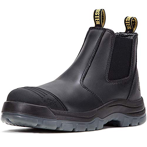 ROCKROOSTER Work Boots for Men, Steel Toe, Poron XRD, Coolmax, Antistatic, Full Waxy Tumbled Leather Shoes, Non-Slip Safety Boot, EEE-Wide(AK227, AK222)