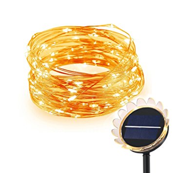 CREATIVE DESIGN 200LED Solar String Light, 66Ft Copper Wire Light with 8 Working Mode, Waterproof Starry String Light for Party/Christmas/Weeding/Holiday/Home/Patio Decoration (Warm White)