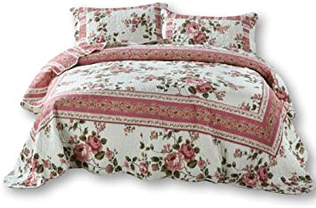 DaDa Bedding VE-KBJ1627-K Bohemian Rose Patchwork Quilted Bedspread Set, King, Multicolored