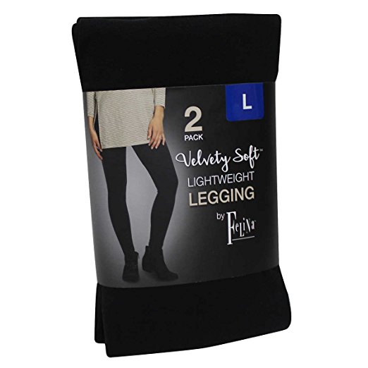 Legging Velvety Super Soft LightWeight By Felina Black 2 Pack New Arrival