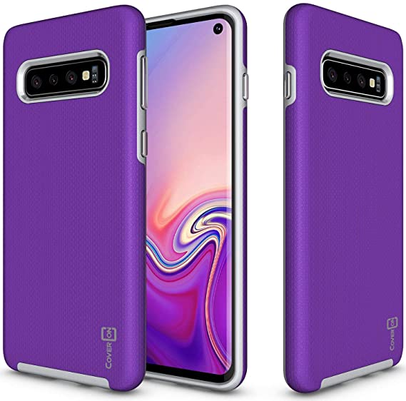 CoverON Slim Protective Hybrid Rugged Series for Samsung Galaxy S10 Case, Pretty Purple