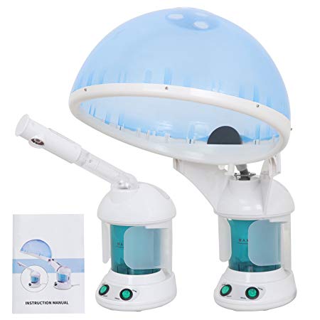 Portable 2 In 1 Hair and Facial Steamer with Bonnet Hood for Personal Home Use, Mini Table TOP SPA Steamer Machine with Cap, Hot Mist Ozone Hair Therapy Beauty Equipment (#2)