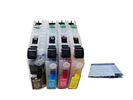 ND® LC101 LC103 LC105 LC107 Refillable Ink Cartridges with Auto Reset Chips for Brother MFC-J285DW, MFC-J4310DW, MFC-J4410DW, MFC-J4510DW, MFC-J4610DW, MFC-J470DW, MFC-J4710DW, MFC-J475DW, MFC-J650DW, MFC-J870DW, MFC-J875DW Printers