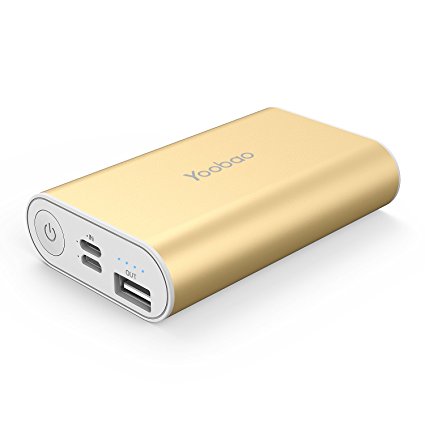 Yoobao 6000mAh Ultra Compact Portable Charger High Speed Power Bank External Battery Charger Pack Powerbank (Lightning & Micro Dual Input) for iPhone X 8 Plus 7 Plus 6s 6 Plus and More - Gold