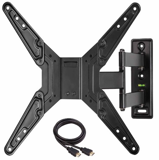 Mounting Dream MD2393-MX Articulating Arm (20" Extension) Full motion TV Wall Mount Bracket for most of 26-55 Inches LCD, LED and Plasma TVs up to VESA 400x400mm and 78lbs, with Tilt, Swivel, and Rotation Adjustment, Including 6 ft HDMI Cable and Built In Bubble Level (For Samsung, Sony, Vizio, LG, Sharp, TCL 26, 28, 32, 40, 42, 47, 48, 49, 50, 51, 55 Inch TV)