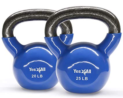 Yes4All Combo Special: Vinyl Coated Kettlebell Weight Sets – Weight Available: 5, 10, 15, 20, 25, 30 lbs