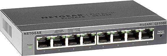 NETGEAR GS108E-300AUS PROSAFE Plus 8 Port 10/1000 GIGABIT L2 Switch Desktop Life WTY