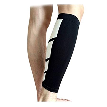 TOOGOO(R) Sports Leg Calf Leg Brace Support Stretch Sleeve Compression Exercise Unisex Black M