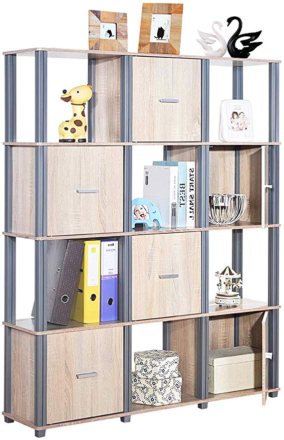 COSTWAY Multi-Cube Storage Shelf with Premium MDF, Combination Cabinet Rack, Display Bookcase Unit, Open Storage, Waterproof Finished (4-Tire,12 Cube)