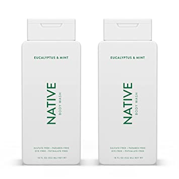 Native Body Wash Natural Body Wash for Women, Men | Sulfate Free, Paraben Free, Dye Free, with Naturally Derived Clean Ingredients Leaving Skin Soft and Hydrating, Eucalyptus & Mint - 2 Pk