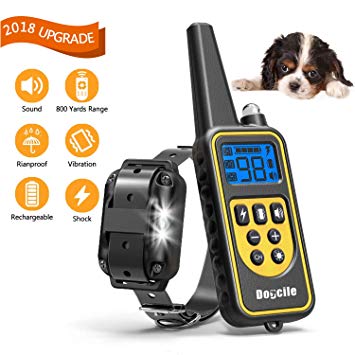 FUNSHION Shock Collar for Dogs IPX7 Waterproof and Rechargeable Dog Training Collar 800 Yards Beep/Shock/Vibration/LED Light for Small/Medium/Large Dog Shock Collar with Remote