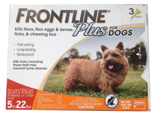 Merial Frontline Plus Flea and Tick Control for 5-22 Pound Dogs and Puppies, 3-dose