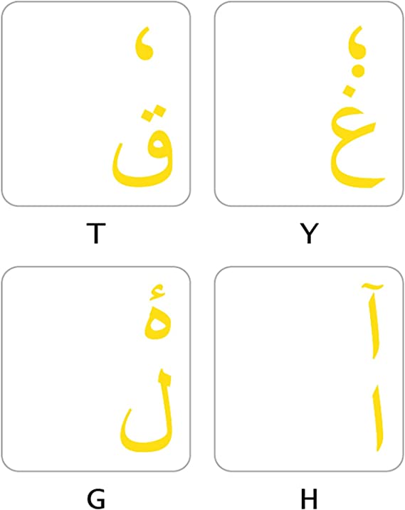 Farsi (Persian) Keyboard Stickers Transparent Yellow Letters for Any Pc Computer Laptop Desktop Keyboards