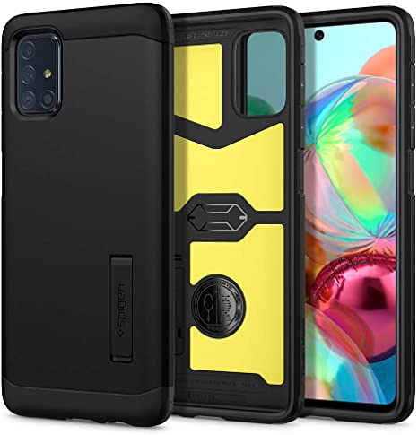 Spigen, Tough Armor, Compatible with Galaxy A71, Dual Layer Hybrid Drop Protection Enhanced Kickstand Phone Cover for Samsung Galaxy A71 - Black