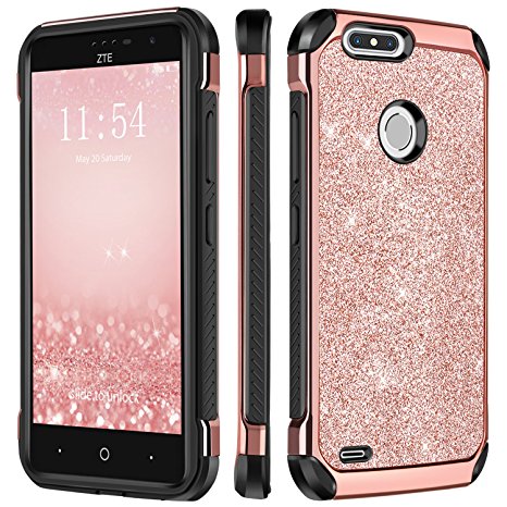 ZTE Blade Z Max Case, ZTE ZMax Pro 2 Z982 Case, ZTE Sequoia Case, BENTOBEN Glitter Bling Shockproof Hybrid Hard PC Soft TPU Protective Phone Case for ZTE Blade Z Max/ Zmax Pro 2/ Sequoia, Rose Gold