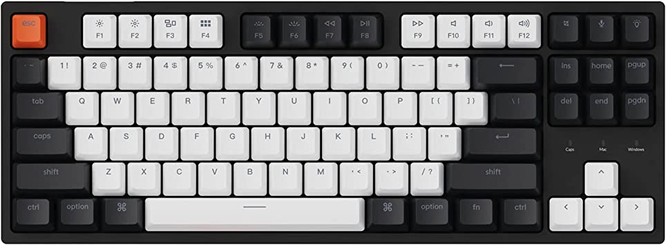 Keychron C1 87 Key Wired Mechanical Keyboard, USB Type-C Cable, Double-Shot ABS Keycaps TKL Mechanical Gaming Keyboard, White Backlit Gateron G Pro Red Switch for Mac Windows