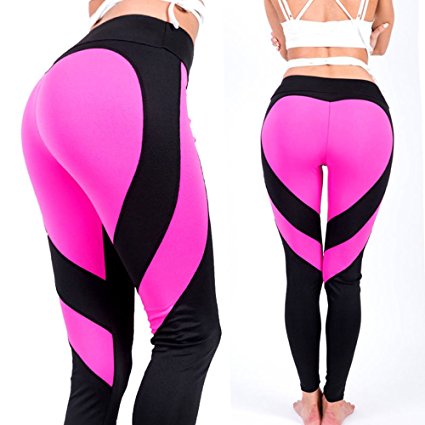 CROSS1946 Fashion Women's Active Yoga Pants Heart Shape Butt Printing Capris Waistband Fitness Leggings Workout Tights