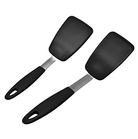 Unicook 2 Pack Flexible Silicone Spatula, Turner, 600F Heat Resistant, Ideal for Flipping Eggs, Burgers, Crepes and More, BPA Free, FDA Approved and LFGB Certified