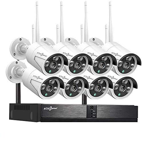 Active Pixel 1080P 2MP AUTO-Pair Wireless System 8 Channel HD Wireless NVR kit,Eight 2MP HD Outdoor/Indoor Waterproof Wireless IP Security Cameras
