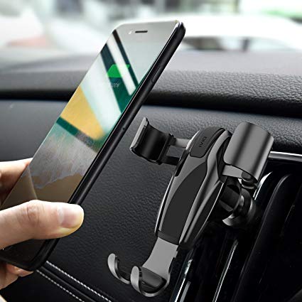 Car Phone Mount, Gravity Cell Phone Holder car Auto-Clamping Air Vent Car Phone Holder Universal Car Cradle Mount Compatible Phone X/8/7/6s/Plus, Galaxy S9/S9 Plus/S8/S7/S6 More- Black (Divi)