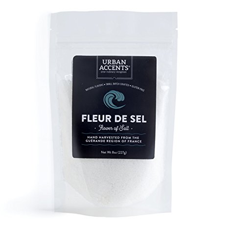Urban Accents Fleur de Sel - Flower of Salt –Sea Salt from France, Great for Savory & Sweet Dishes and Hand Harvested by Wooden Tools, for an Airy, Fluffy Texture, 8 Ounces.