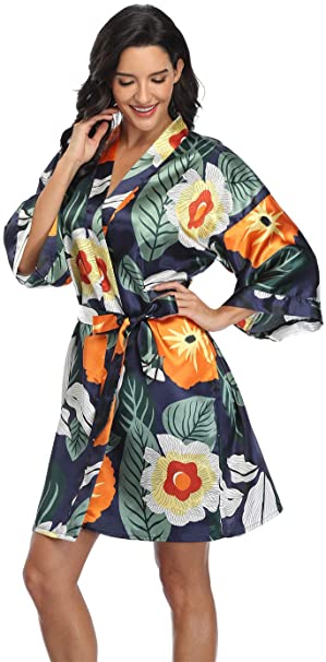 Women's Pure Short Silky Robes Bridesmaid Bride Party Satin Robes Sleepwear