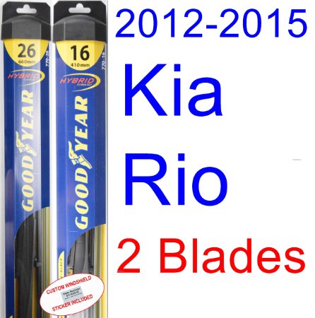 2012-2015 Kia Rio Replacement Wiper Blade Set/Kit (Set of 2 Blades) (Goodyear Wiper Blades-Hybrid) (2013,2014)