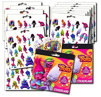 TROLLS Stickers Party Favors - Bundle of 12 Sheets 240  Stickers