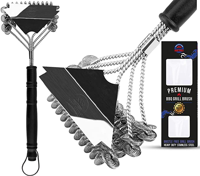 American BBQ Grill Cleaning Brush - Premium Barbecue Cleaner and Scraper Accessories - Best and Safe Grate Kit - Suitable for All Grilling Tools Including Gas, Charcoal and Weber - 10 Year Warranty