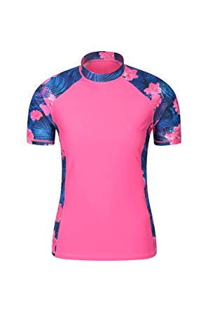 Mountain Warehouse Womens Patterned Rash Vest - UPF50  Sun Protection, Short Sleeve Ladies Rash Guard, Quick Drying, Flat Seams Swimwear, Stretch Summer Top- for Swimming