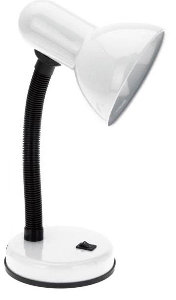 Simple Designs LD1003-WHT Basic Metal Desk Lamp with Flexible Hose Neck White