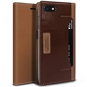 OBLIQ, iPhone 8 case, [K3 Wallet][Premium Leather] Flip Cover with Four Credit Card & ID Pocket Slots Stylish Wallet Case for Apple iPhone 8 (2017)/ iPhone 7 (2016) (Brown/Burgundy)