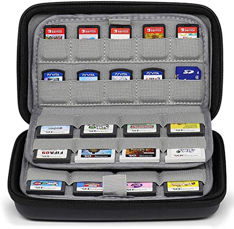 Sisma 72 Game Card Case for 32 Nintendo 3DS DS Games and 40 Nintendo Switch PS Vita Games SD Cards, Black