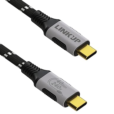 LINKUP - USB 4.0 240W 40Gbps Type-C Thunderbolt 4 Cable [2m] 8K@60hz Video Super-fast Data Charging Durable Sleeved Compatible with iPhone 15 Pro/Max MacBook Pro/Air iPad Pro Galaxy S23