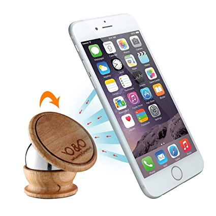 Cell Phone Holder - Wood Magnetic Mobile Phone Car Mount Kit Bellawang&Popcloud Car Phone Mount 360 Rotation For All Phone Sizes & GPS, Installs On Any Flat Surface . Cherry Wood