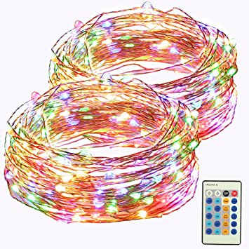150 LED Starry String Lights, Remote Control 49 Ft Flexible Copper Wire Fairy Lights for Christmas Party, Patio, Deck and Bedroom.... (2 PACK, Multi)