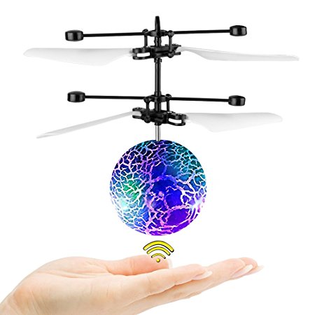 AOFU RC Toy,RC Flying Ball,Infrared Induction Helicopter Ball with Rainbow Shinning LED Lights and Remote Control for Kids,Teenagers Colorful Flyings for Kid's Toy