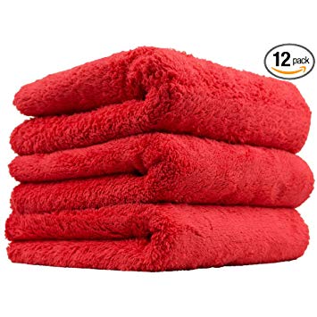 Chemical Guys MIC35112 Happy Ending Edgeless Microfiber Towel, Red (16 in. x 16 in.) (Pack of 12)