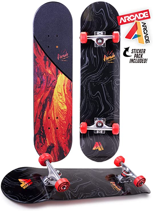 Arcade Pro Skateboard 31" Standard Complete Skateboards Professional Complete Board w/Concave - Skate Boards Great for Beginners, Adults, Teens, Youth & Kids